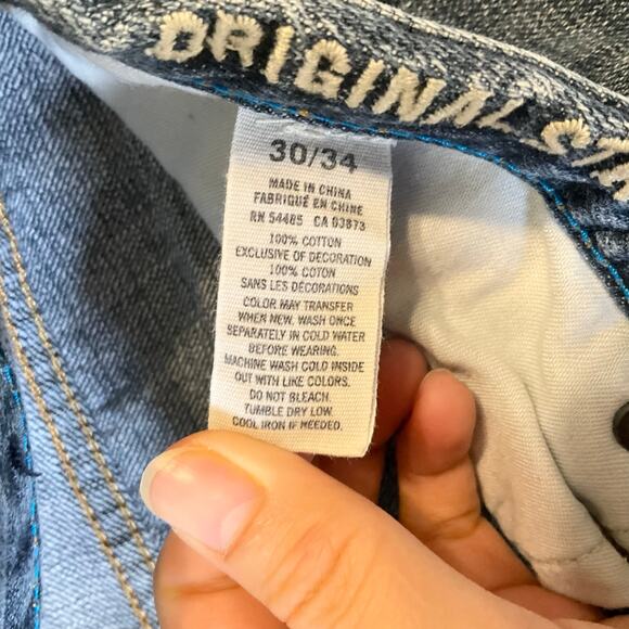 American Eagle Women Jeans size 30 / 34 Blue Straight Leg Mid Rise - Picture 9 of 11